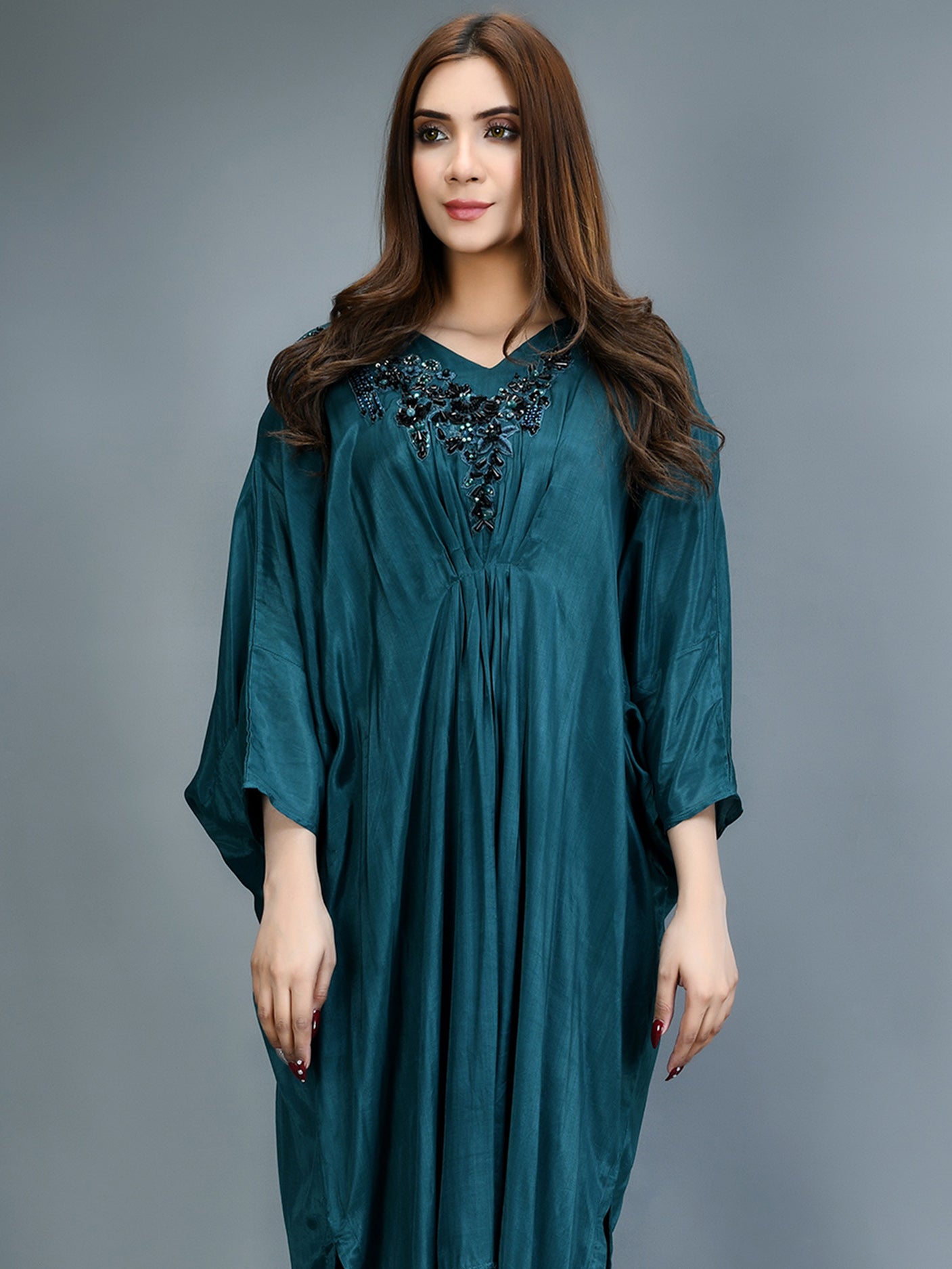 Embellished Silk Kaftan