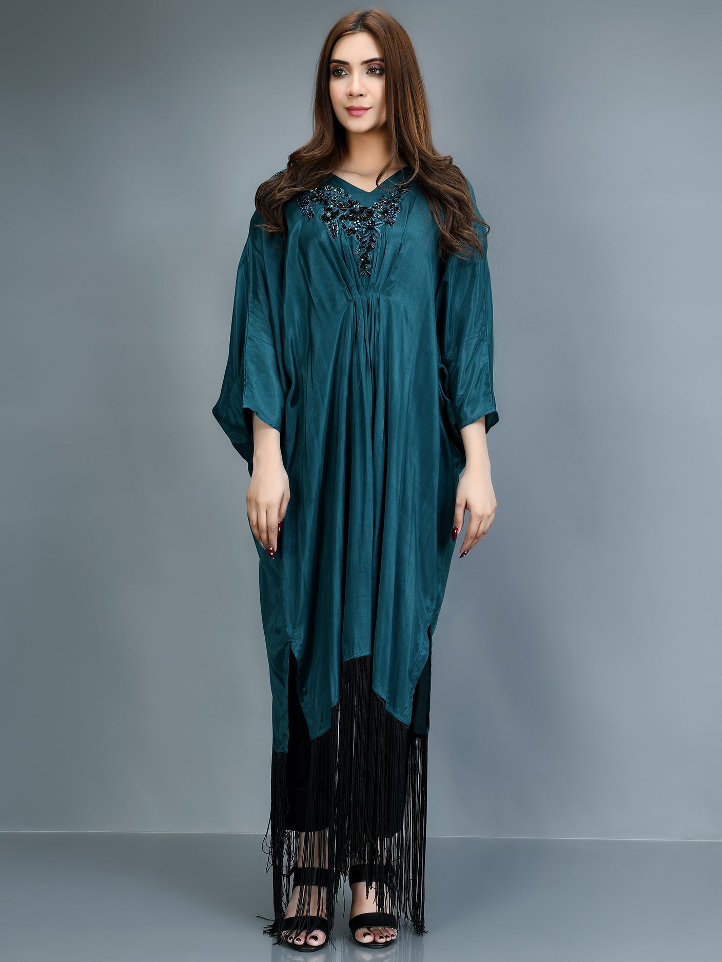 Embellished Silk Kaftan