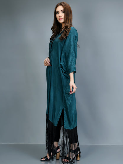 Embellished Silk Kaftan