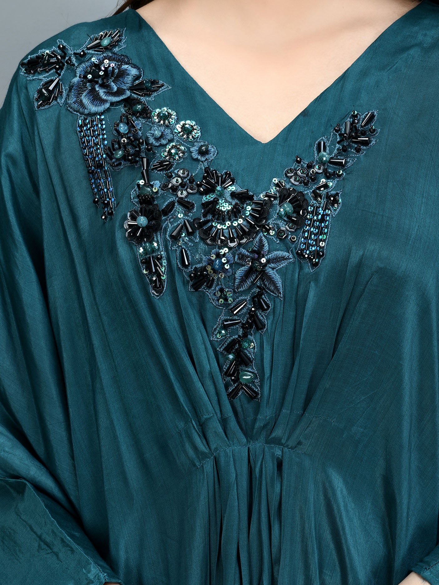 Embellished Silk Kaftan