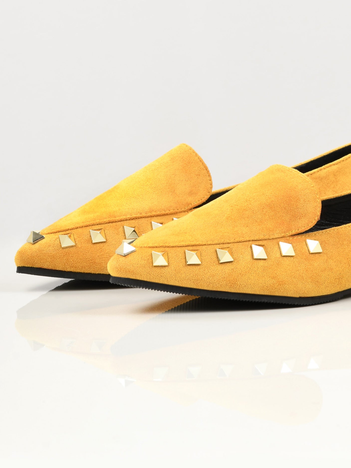 Studded Suede Shoes - Yellow