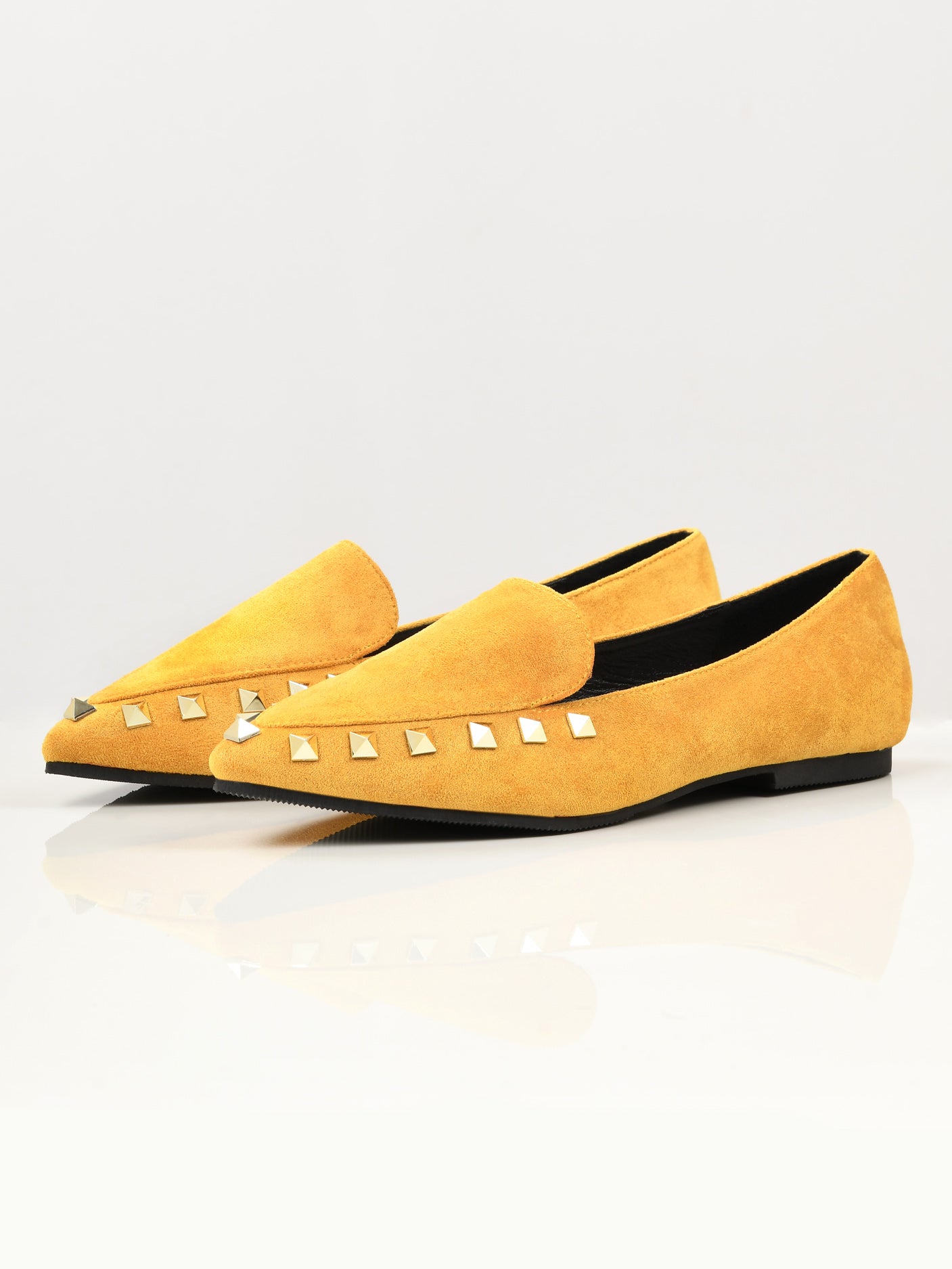 Studded Suede Shoes - Yellow