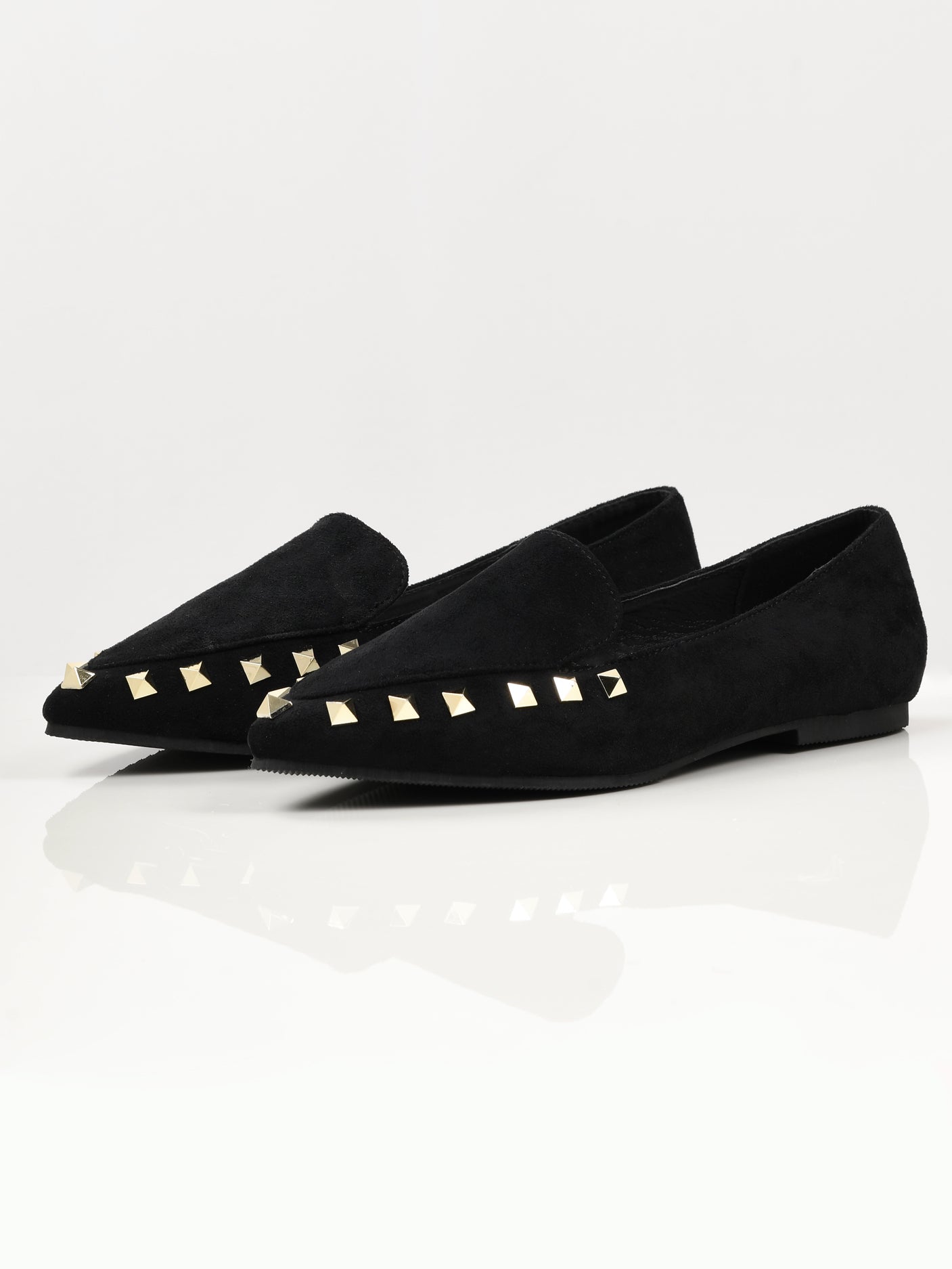 Studded Suede Shoes - Black