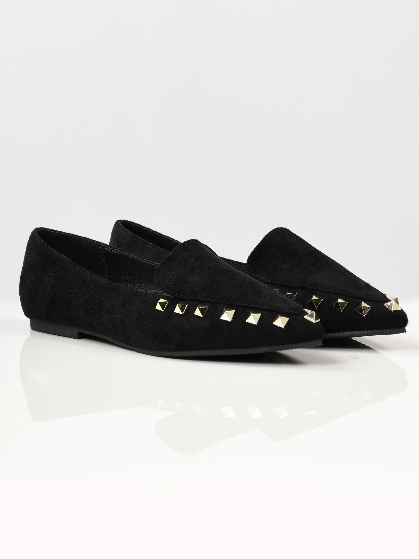 Studded Suede Shoes - Black