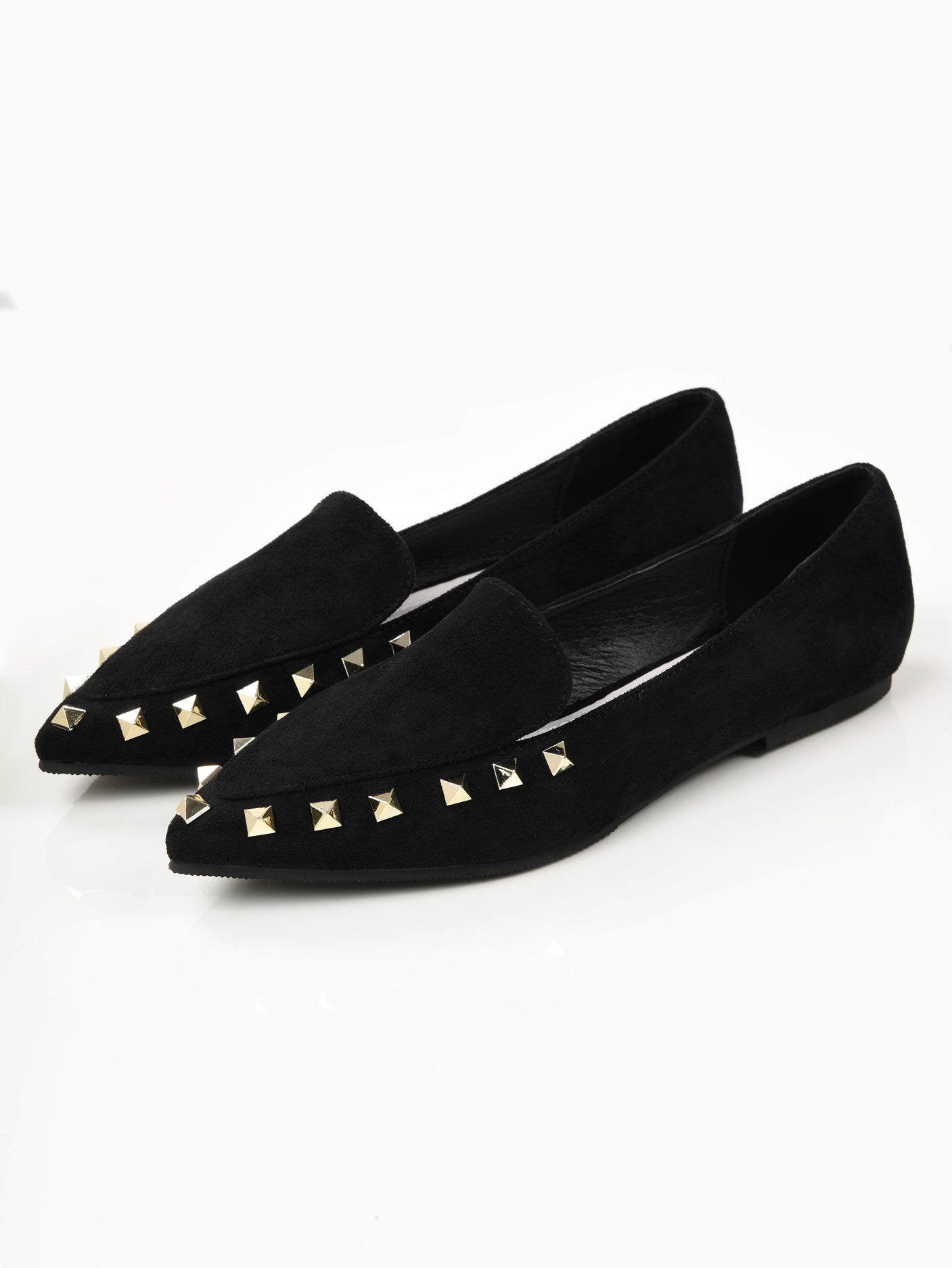 Studded Suede Shoes - Black