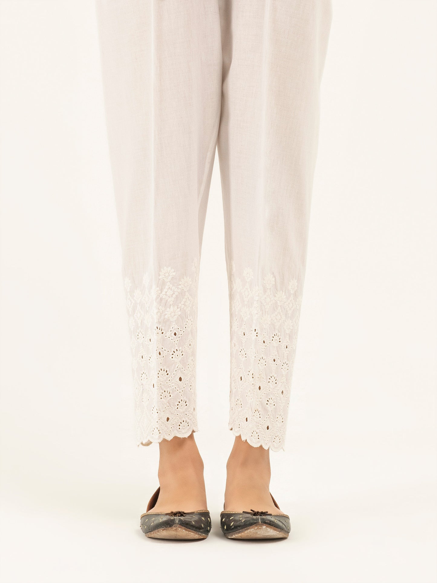 Embroidered Cambric Trousers(Pret)