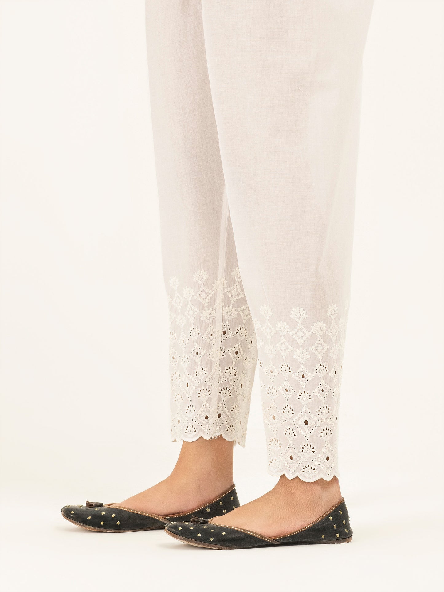 Embroidered Cambric Trousers(Pret)