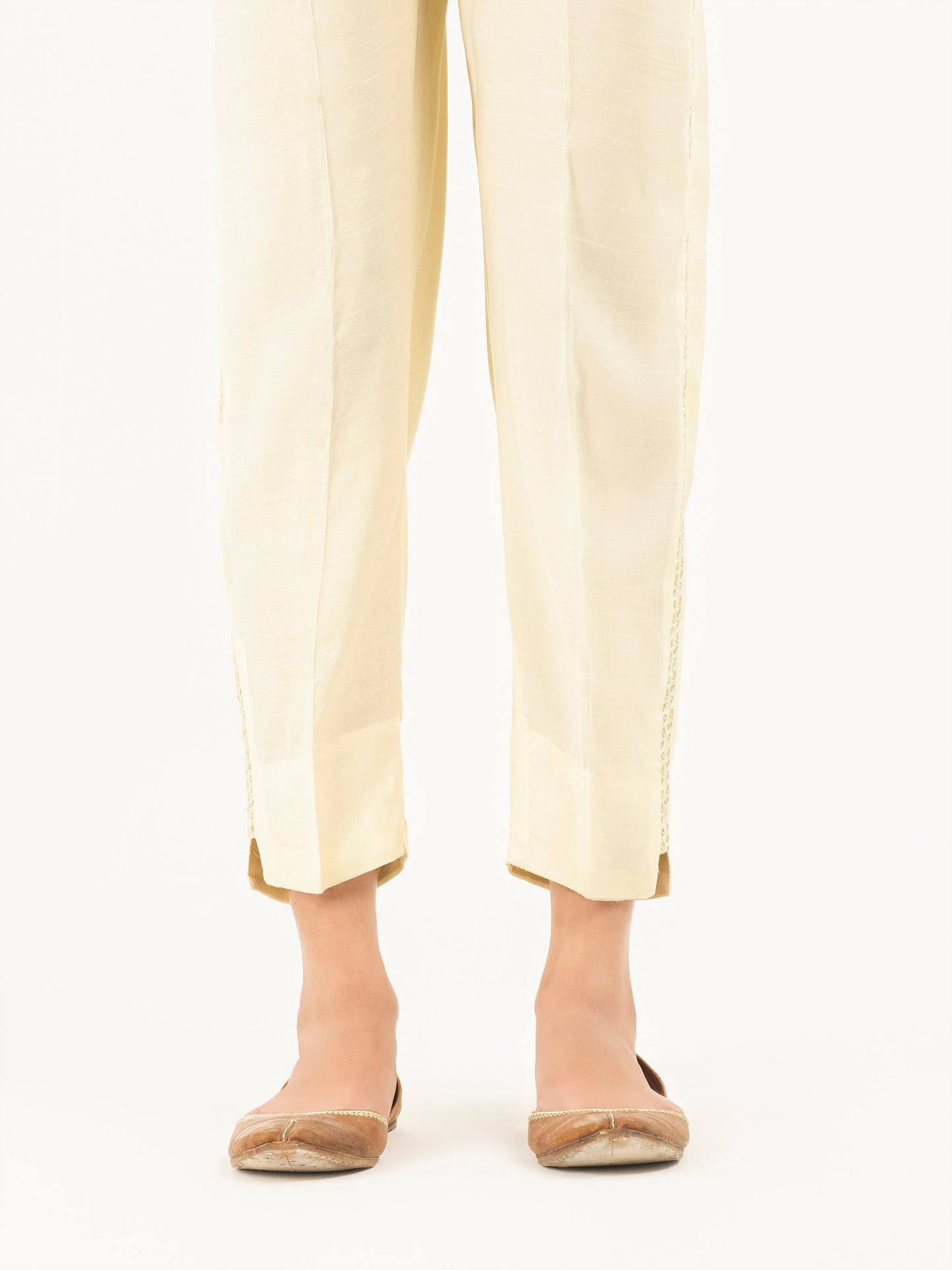 Embroidered Raw Silk Trousers(Pret)