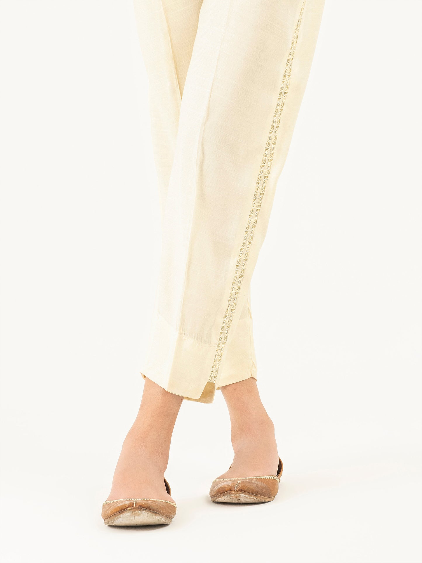 Embroidered Raw Silk Trousers(Pret)