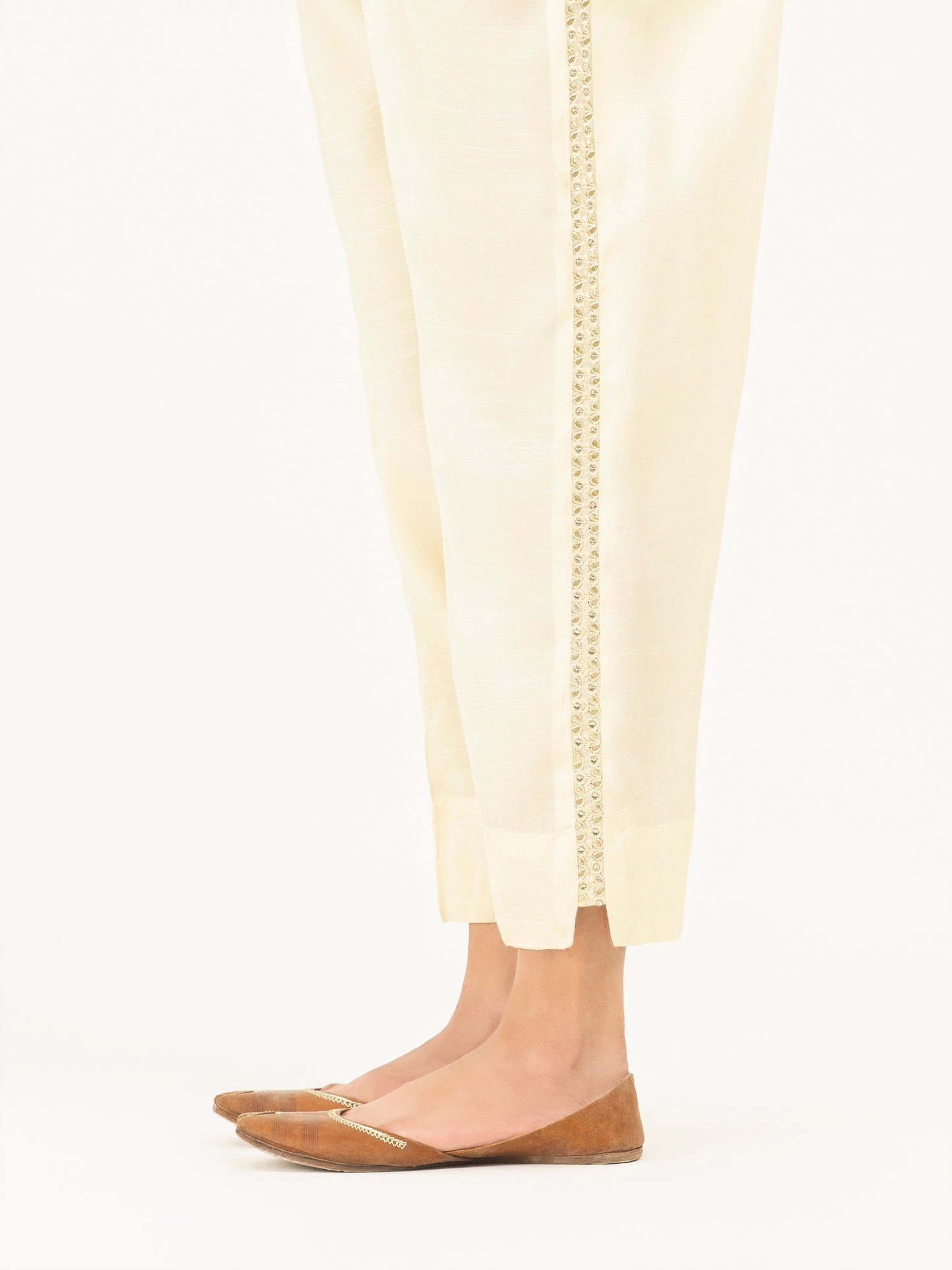 Embroidered Raw Silk Trousers(Pret)