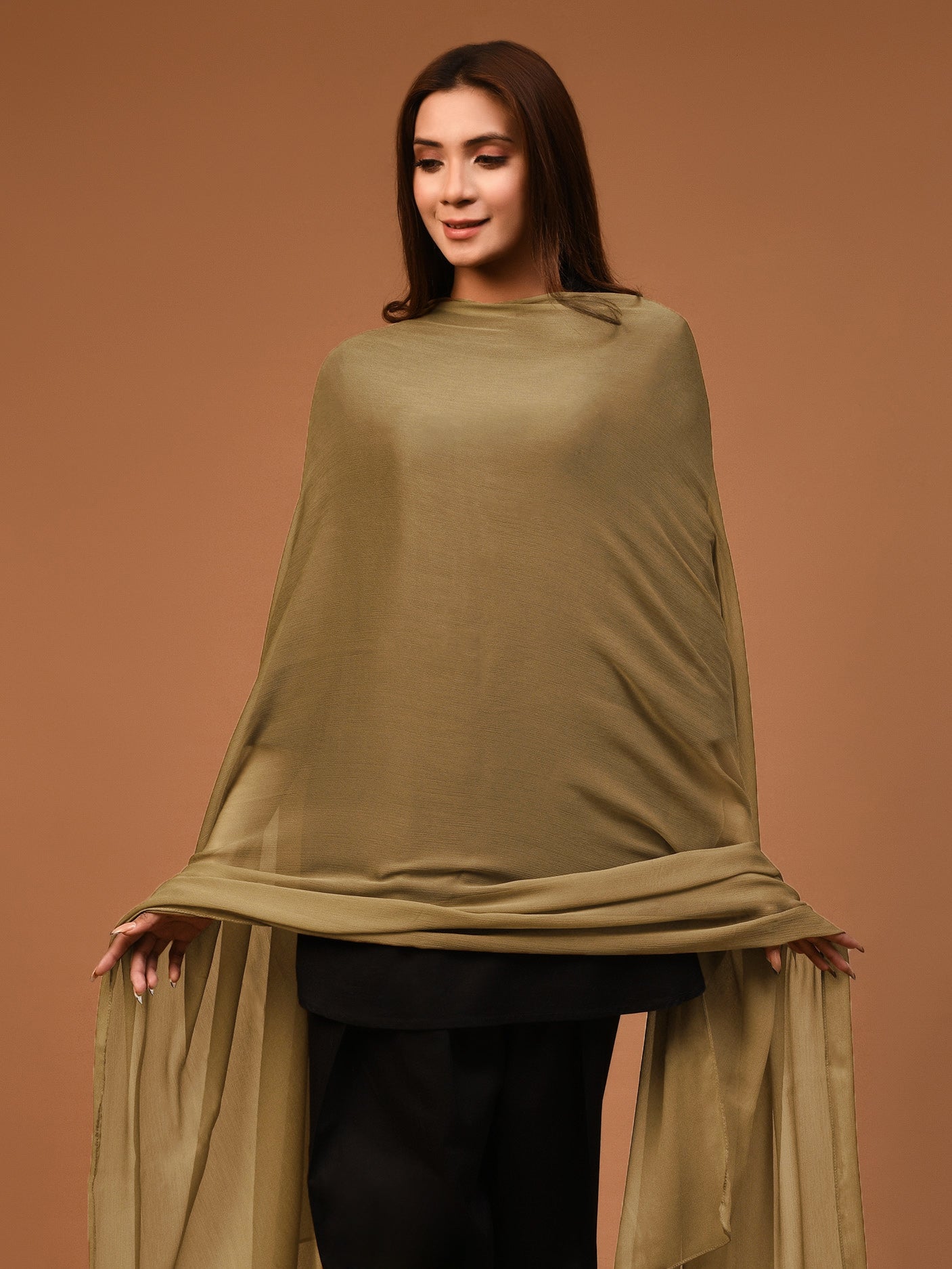 Dyed Chiffon Dupatta-Dull G