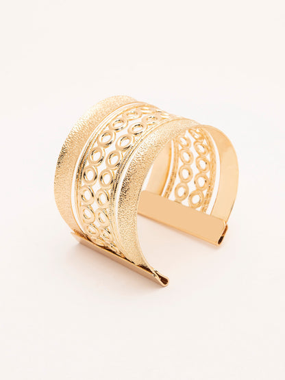 Double Textured Wide Cuff Bracelet