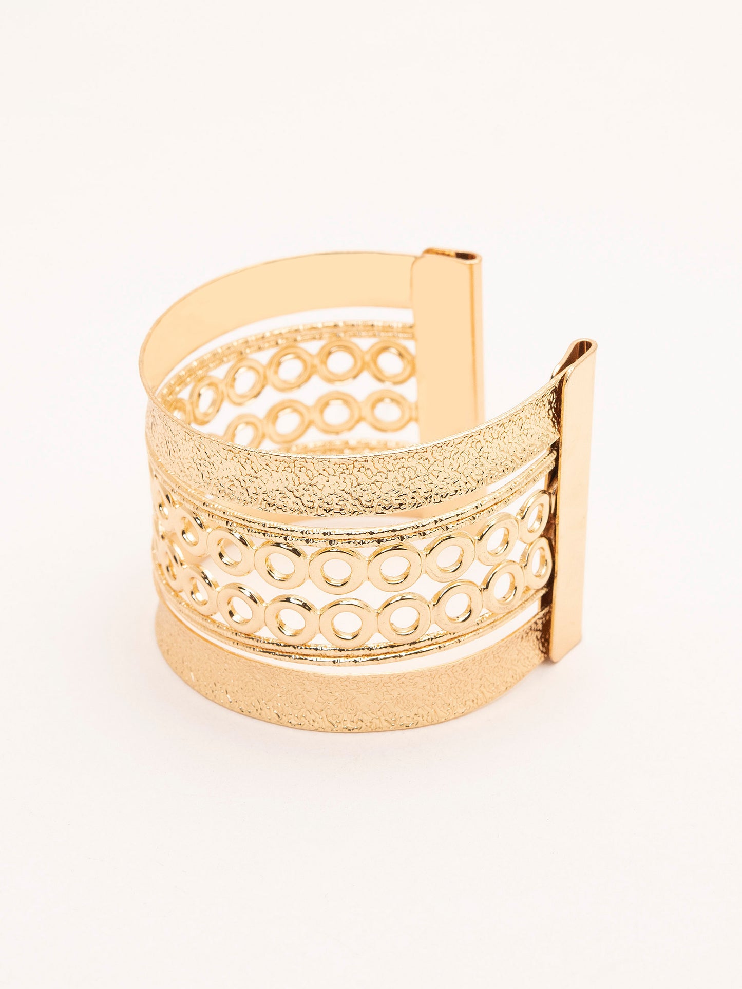 Double Textured Wide Cuff Bracelet