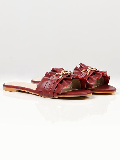 Metal Chain Slides - Maroon