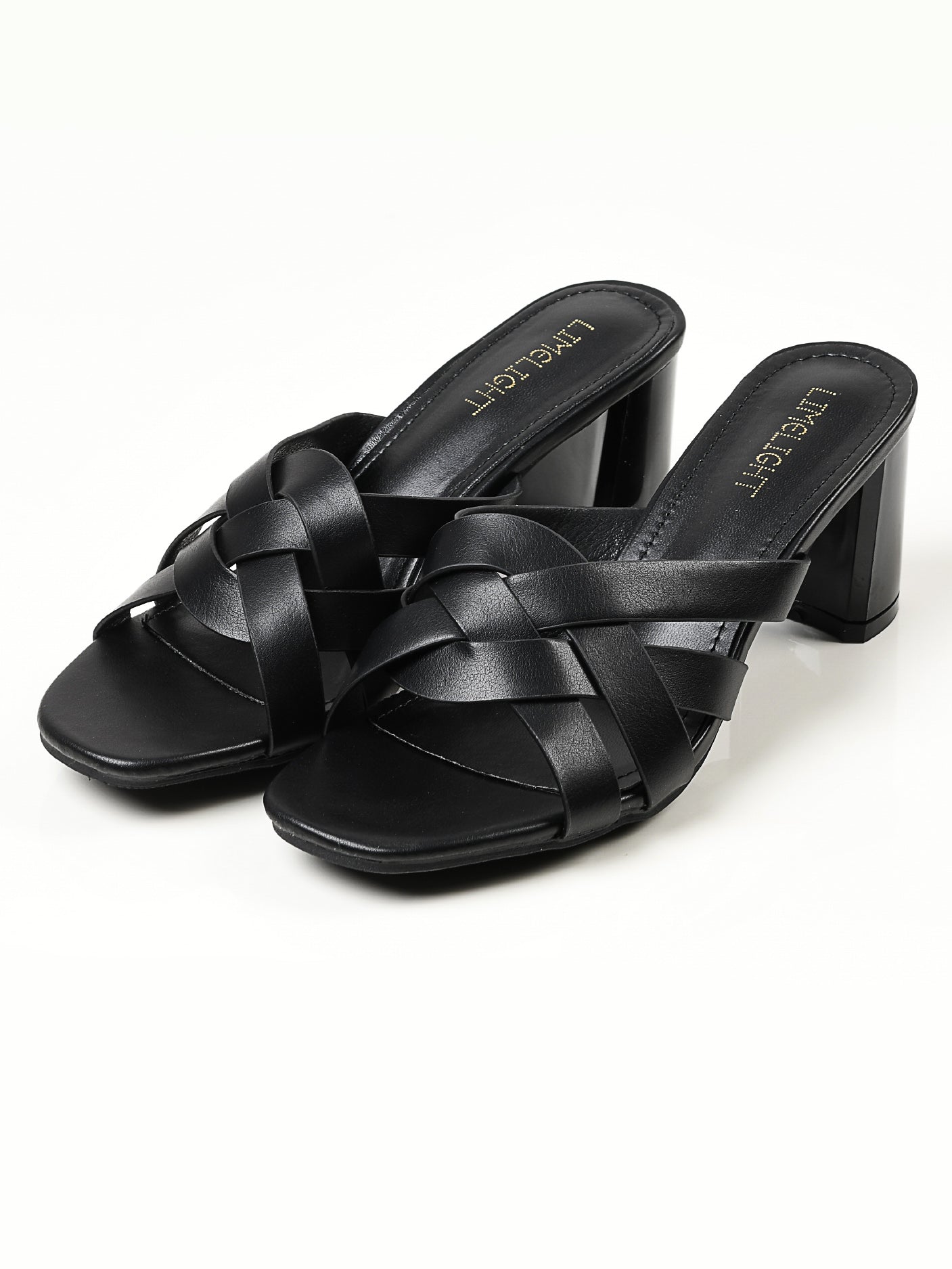 Crisscross Block Heels - Black