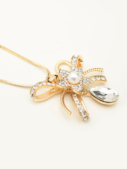 Rhinestone Bow Necklace