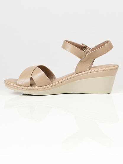 Crisscross Wedges - Light Beige