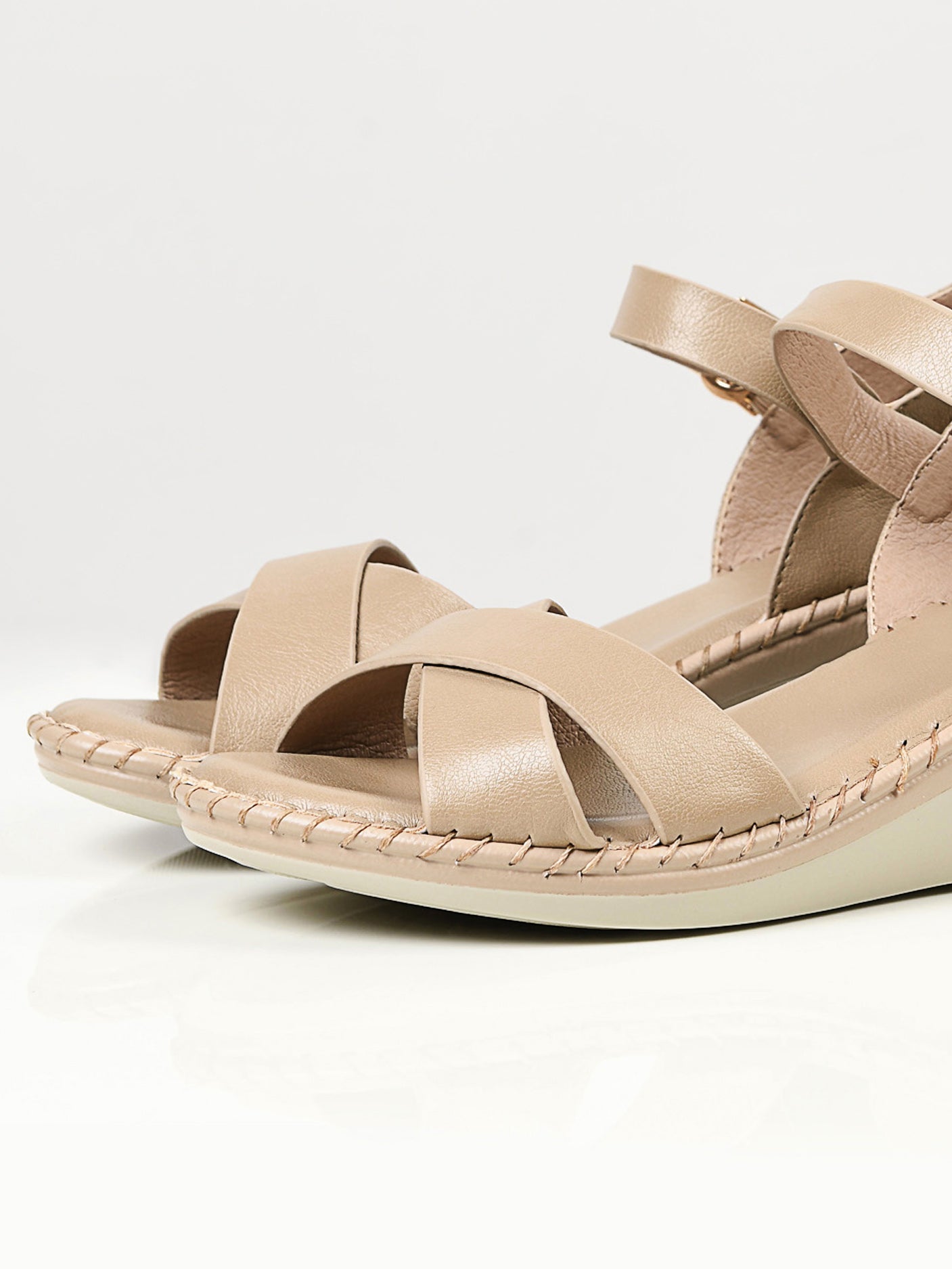 Crisscross Wedges - Light Beige