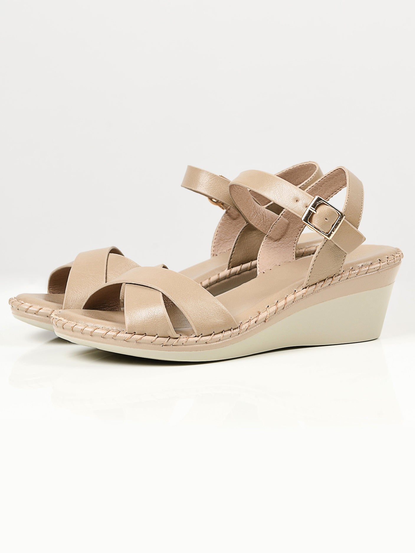 Crisscross Wedges - Light Beige