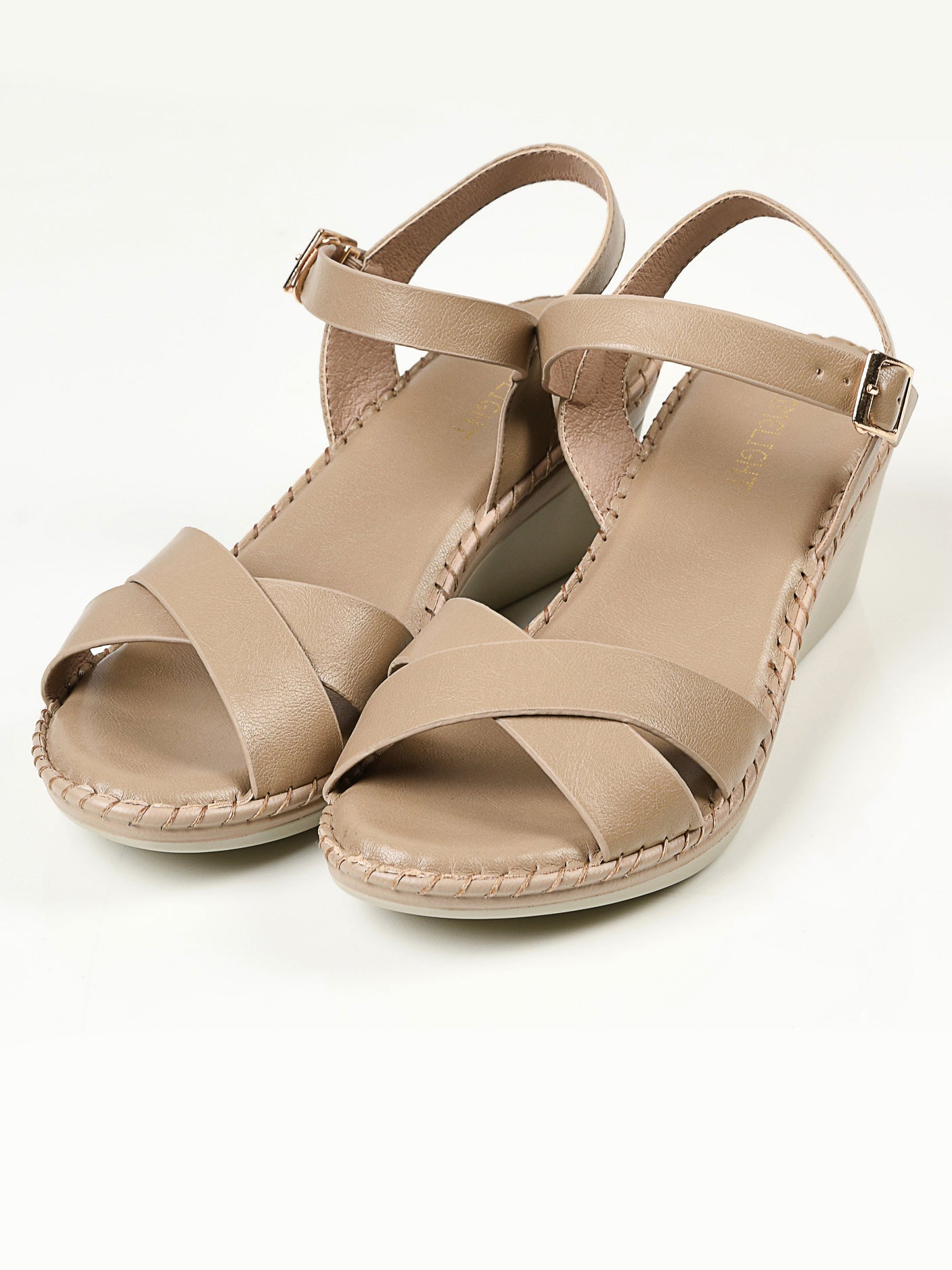 Crisscross Wedges - Light Beige