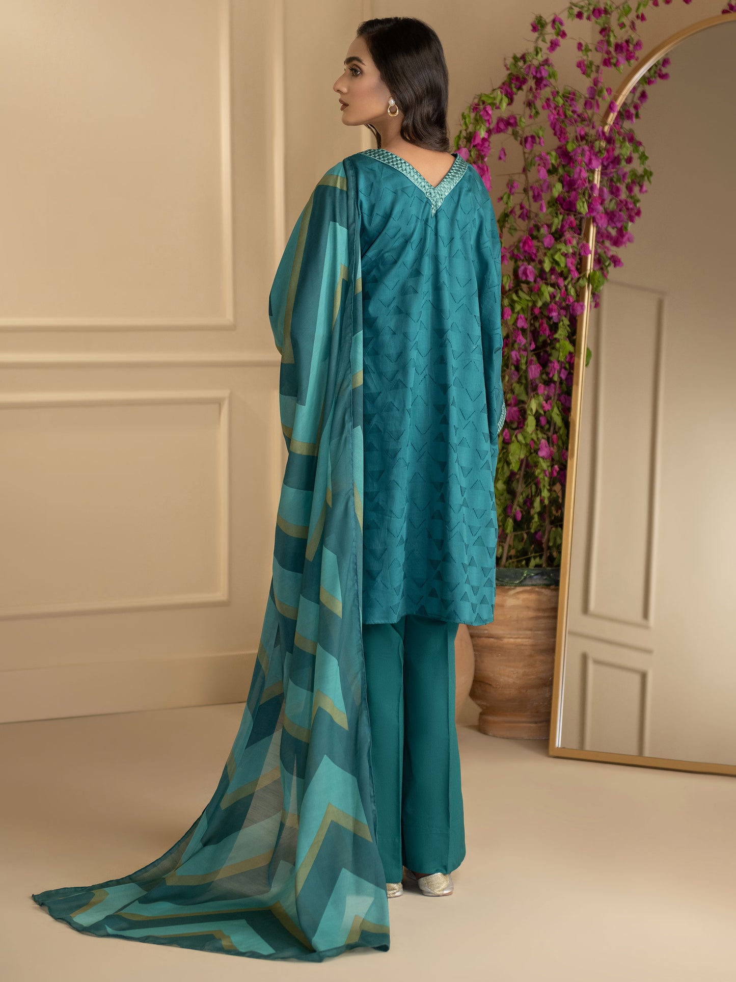 3 Piece Jacquard Suit-Embroidered (Unstitched)