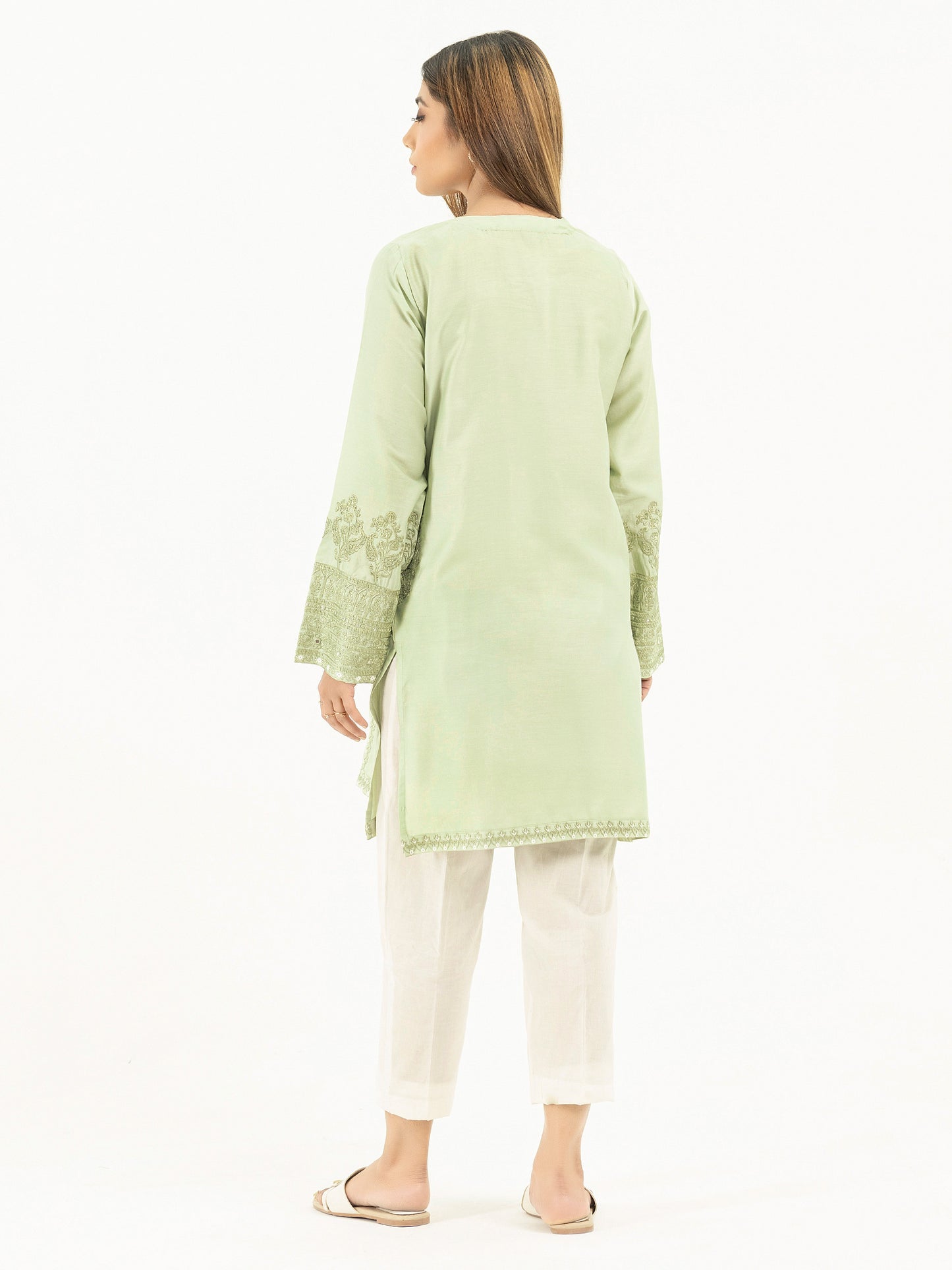 Satin Shirt-Embroidered (Pret)