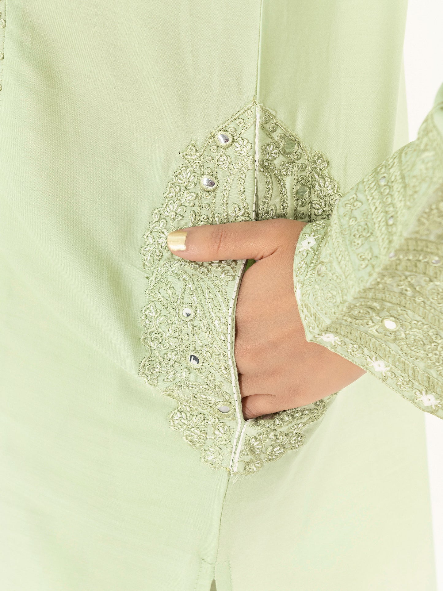 Satin Shirt-Embroidered (Pret)