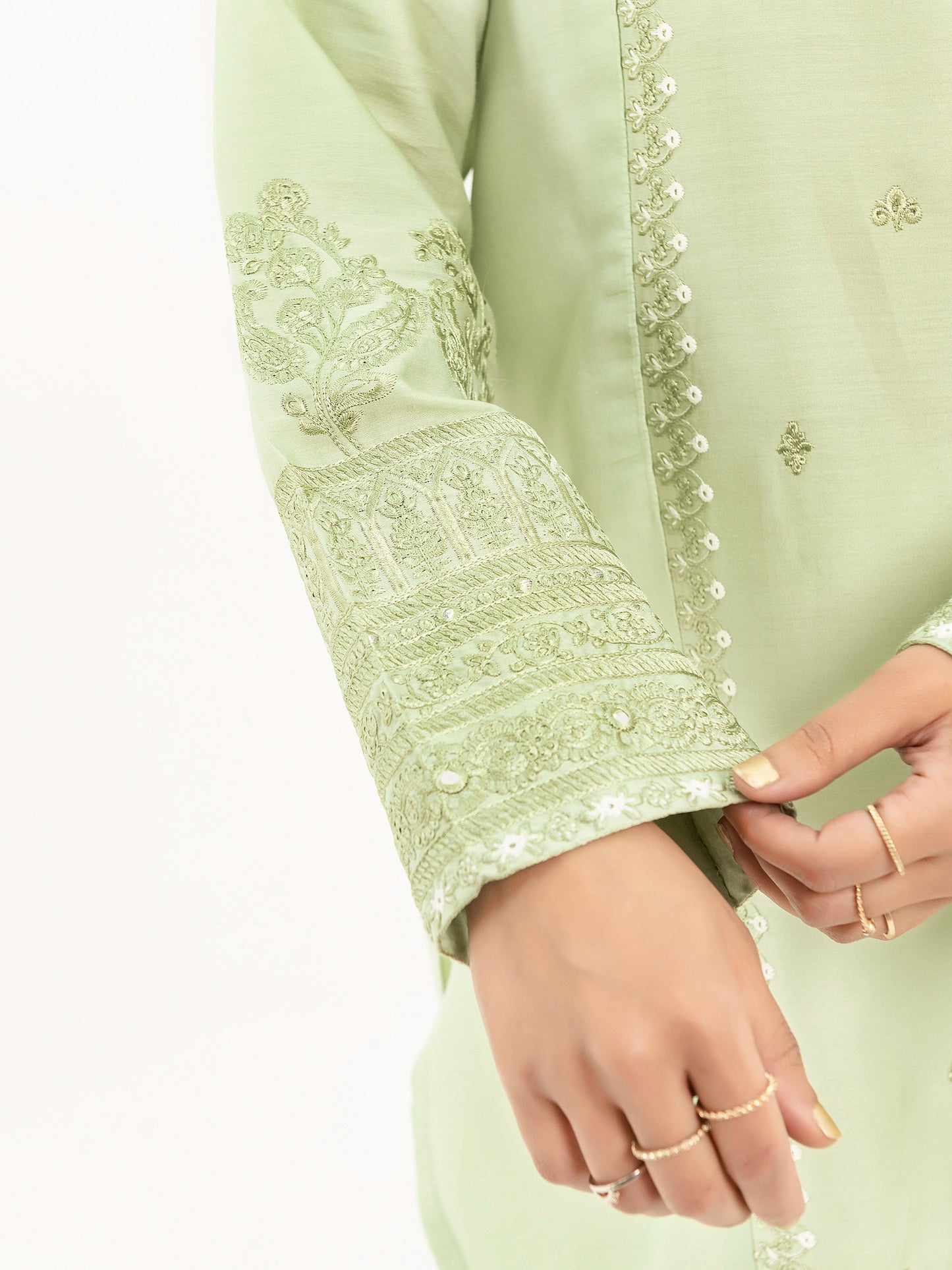 Satin Shirt-Embroidered (Pret)