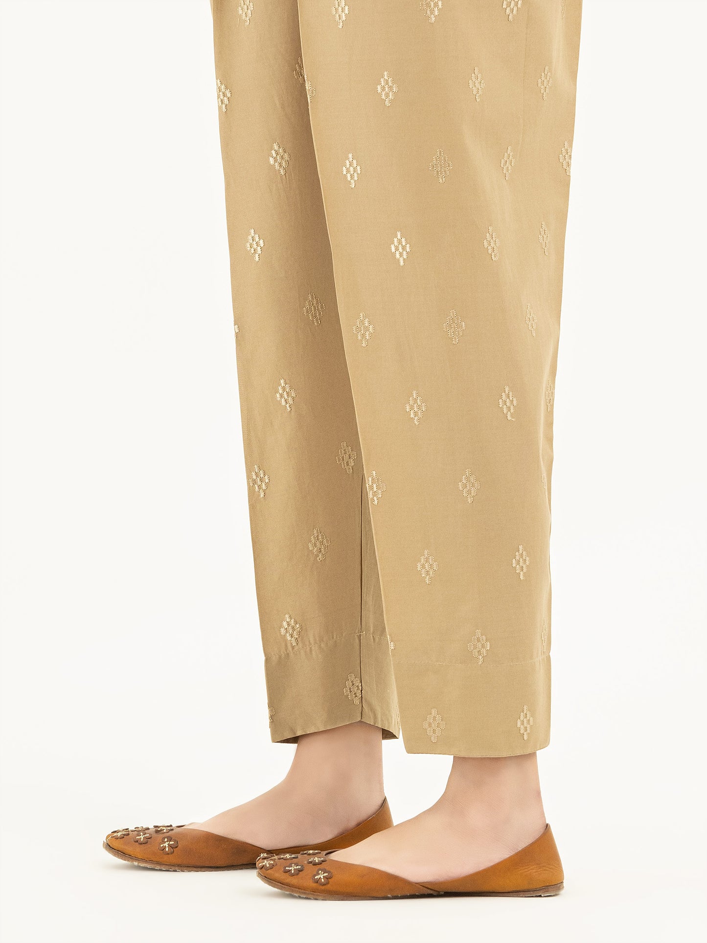 Embroidered Cambric Trousers(Pret)