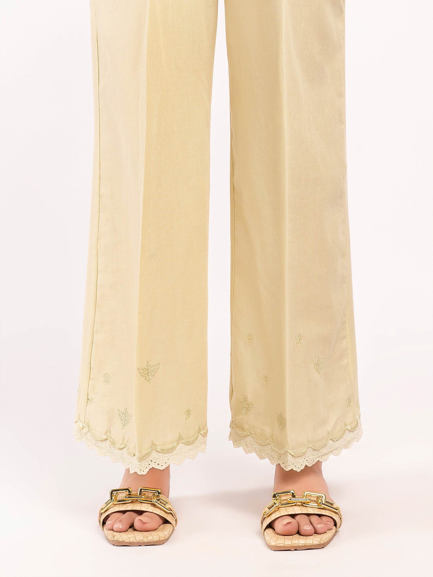 Embroidered Crepe Trousers