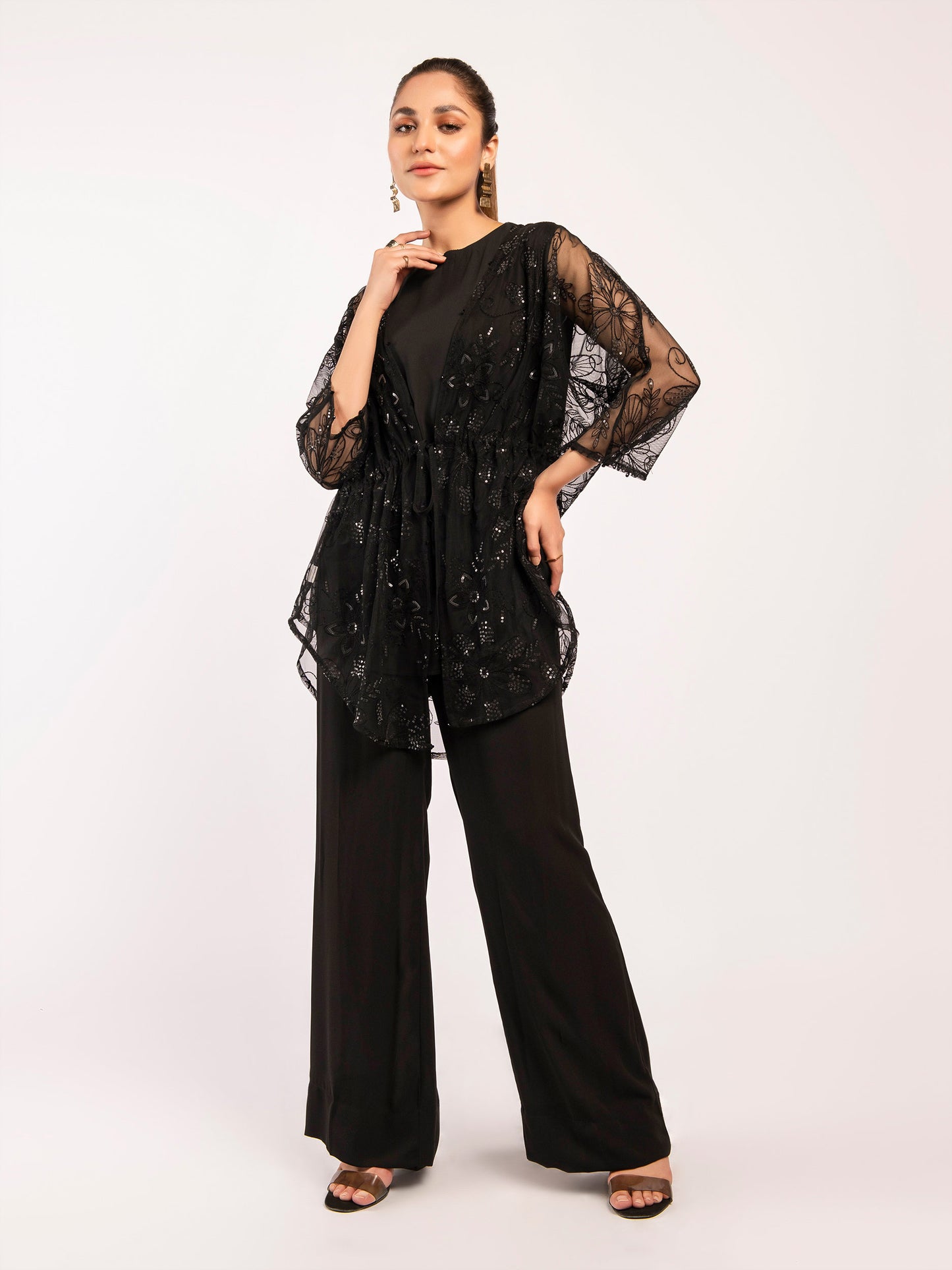 Embroidered Poly Net Suit