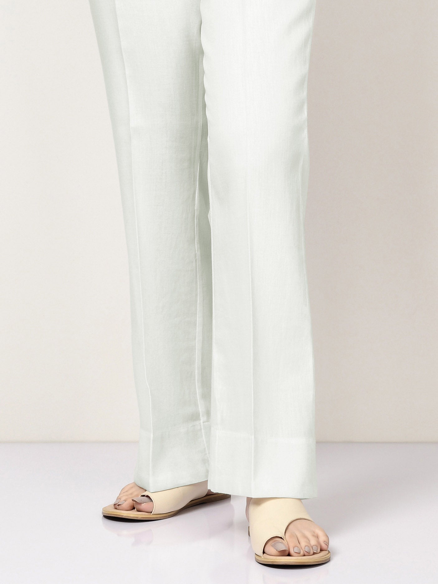 Unstitched Cambric Trouser - Cream