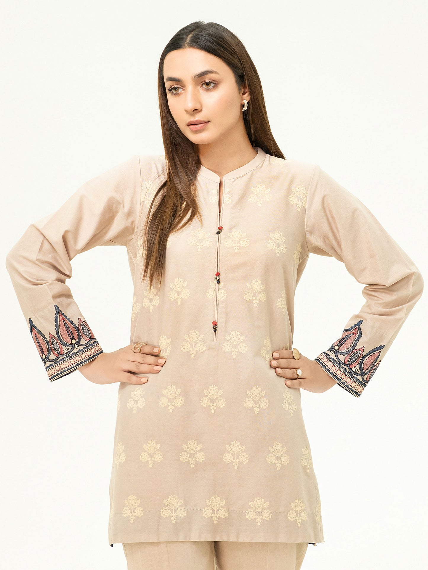 Winter Cotton Kurti-Embroidered (Pret)