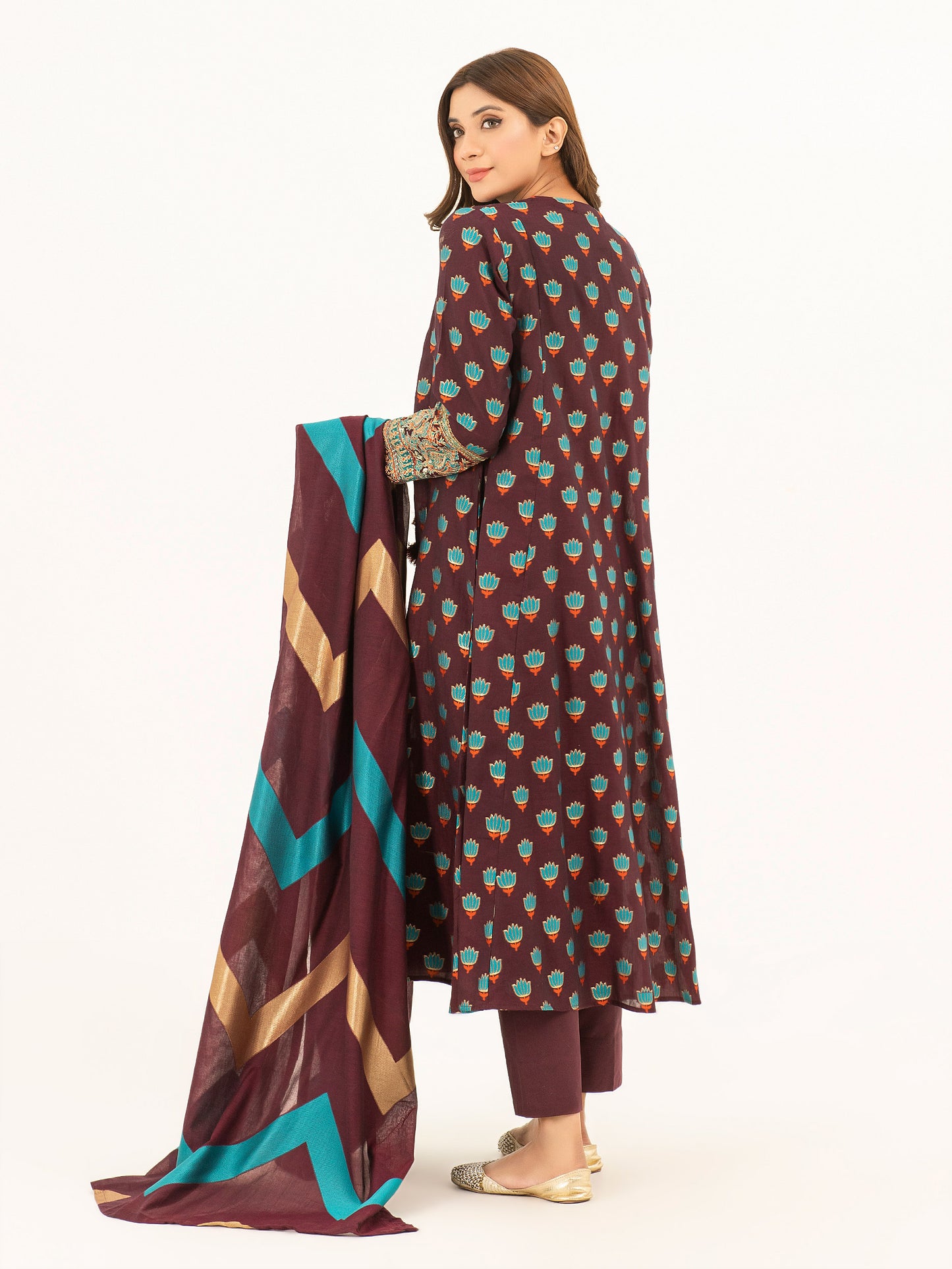 3 Piece Jacquard Suit-Embroidered (Pret)