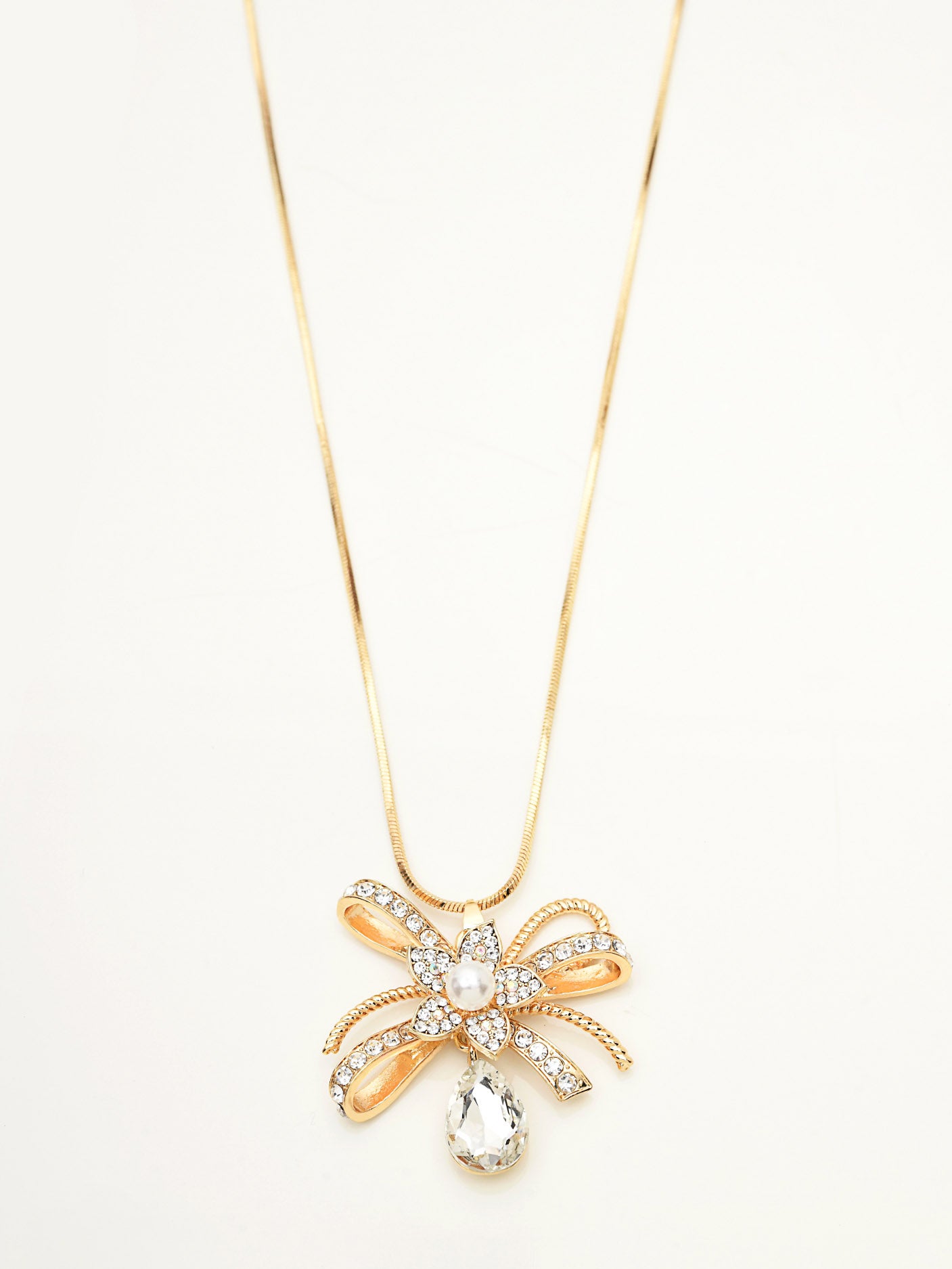 Rhinestone Bow Necklace