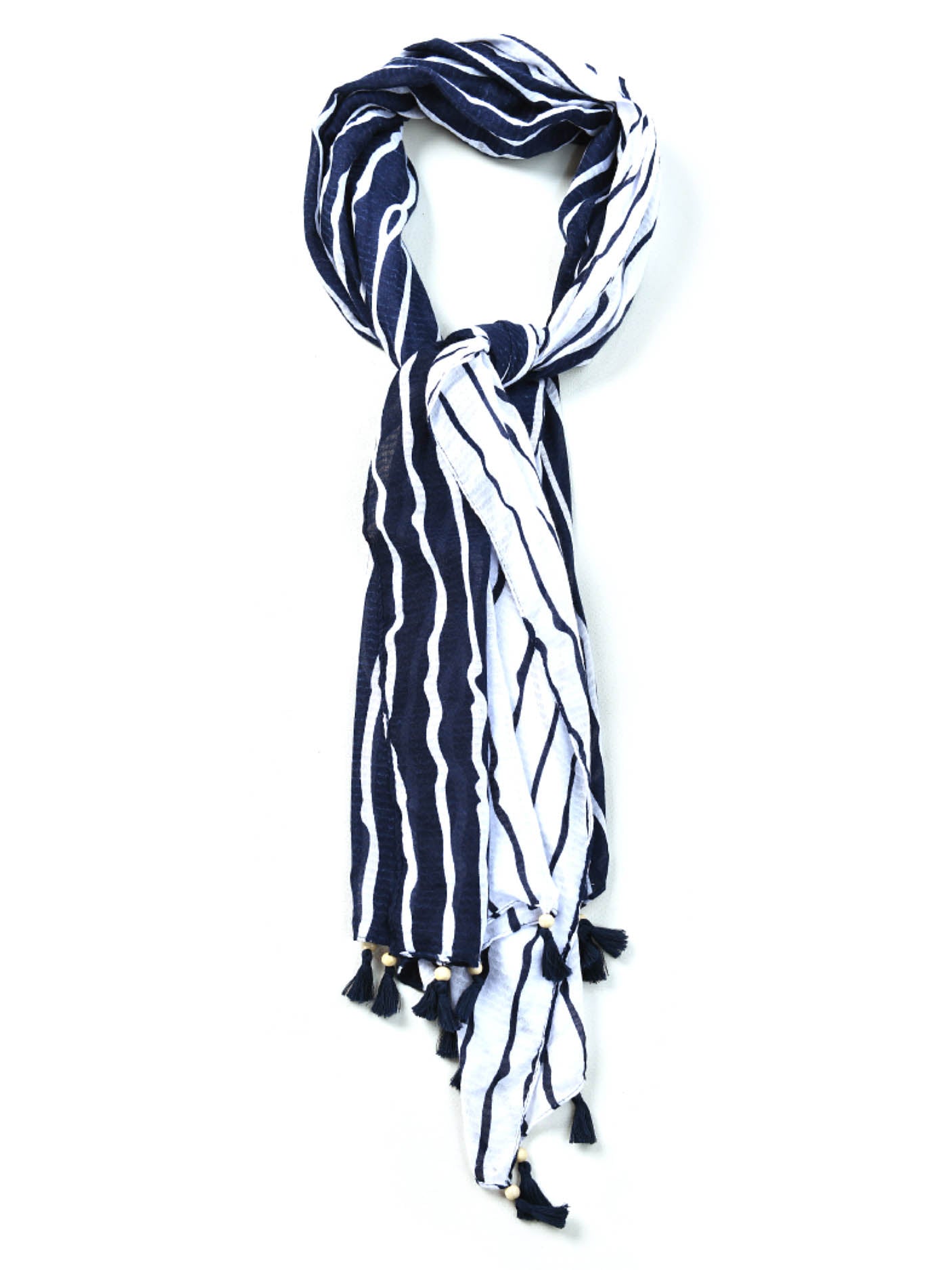 Viscose Printed Pearl Tassel Scarf