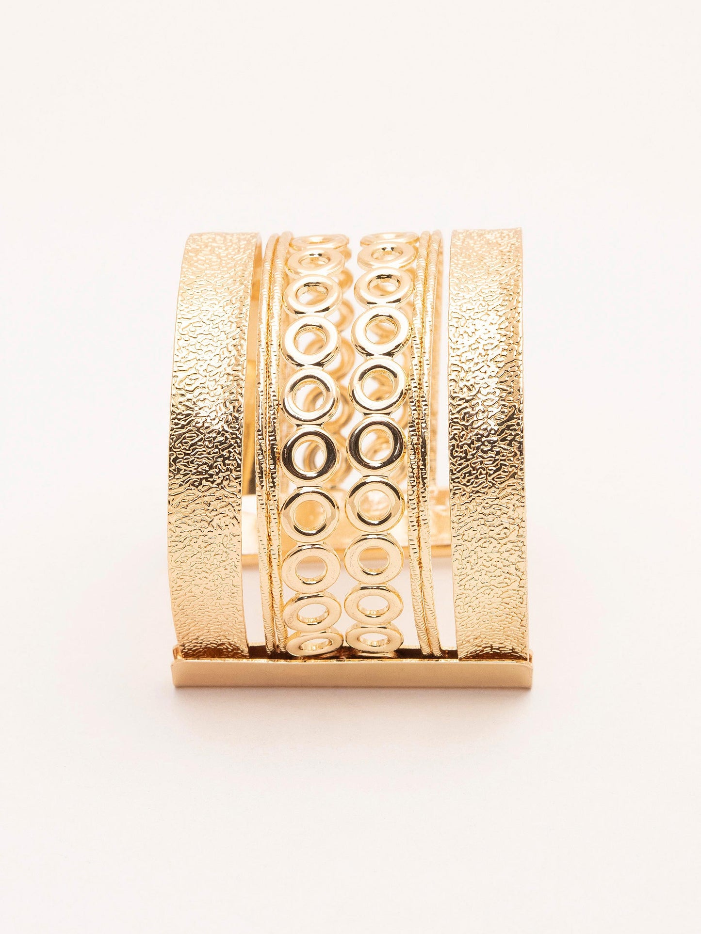 Double Textured Wide Cuff Bracelet